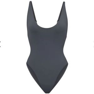 Skims NWT Gunmetal Swim Scoop Neck One Piece SZ XS